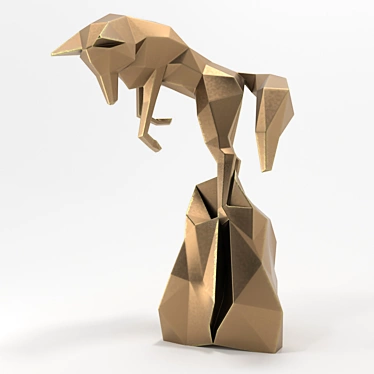 Bronze Fox Statuette 3D model image 1 