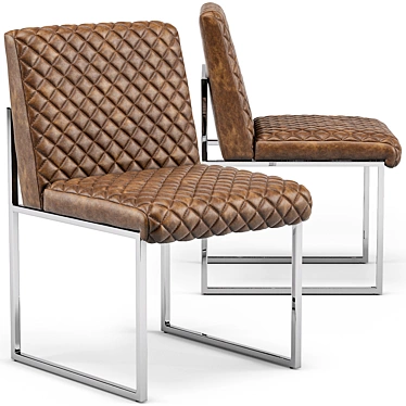 Quilted Cognac Lancaster Dining Chair: Elegant and Comfortable 3D model image 1 