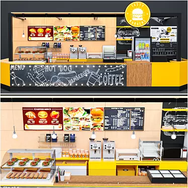 Sleek Fastfood & Coffee Kiosk 3D model image 1 