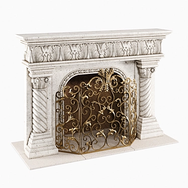 Caesar Aged Finish Mantel & Acanthus Screen 3D model image 1 