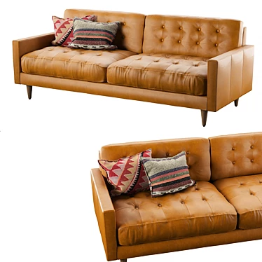 Elegant Camel Leather Sofa 3D model image 1 