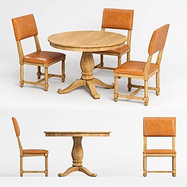 Elegant Avalon Table & Antique Bernhardt Side Chair 3D model image 1 