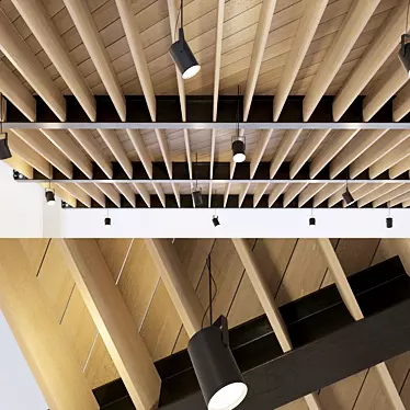 Rustic Metal and Wood Ceiling 3D model image 1 