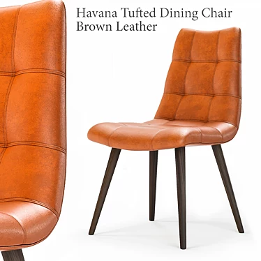 Elegant Havana Brown Leather Chair 3D model image 1 