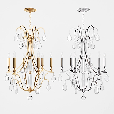 Elegant Crawford Chandelier in Aged Brass or Polished Nickel 3D model image 1 