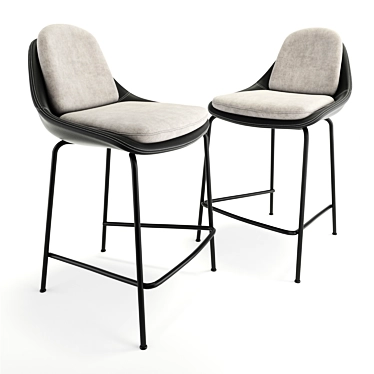 Sleek Black Trento Bar Chair 3D model image 1 