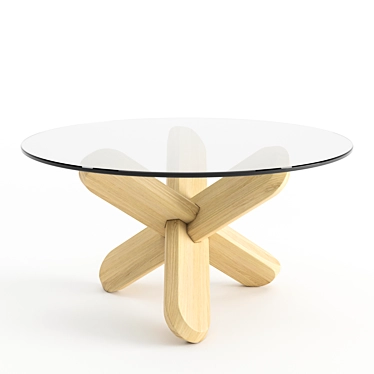 Sleek Oak and Black Ding Coffee Table 3D model image 1 