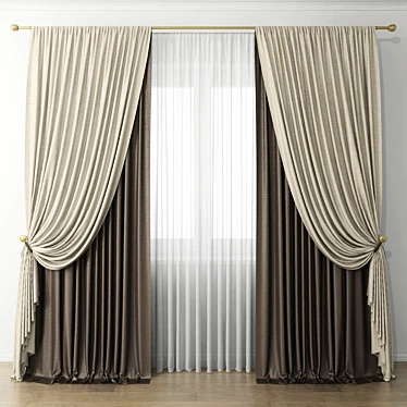 Elegant Window Drapes 3D model image 1 