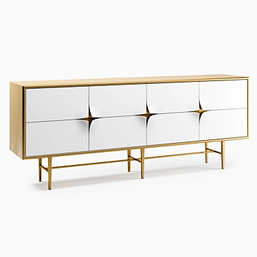 Gilded Steel Pared Console 3D model image 1 