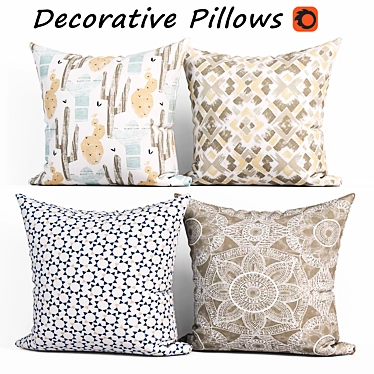 Elegant Decorative Pillow Set 3D model image 1 