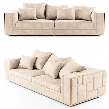 Luxurious Babylon Leather Sectional Sofa 3D model image 1 