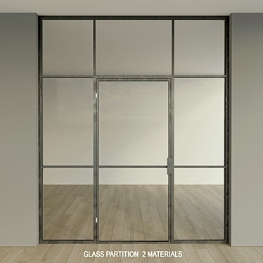 Modern Glass Partition with Swing Door 3D model image 1 