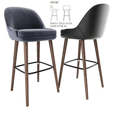 375 Walter Knoll Barstool: Sleek & Stylish Seating Solution 3D model image 1 