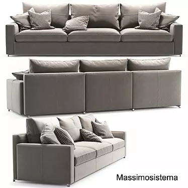 Elegant Massimosistema Sofa by Poltrona Frau 3D model image 1 