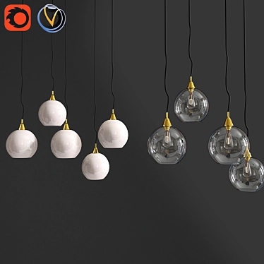 Brass Firefly Pendant Light: 5 Bulb Illumination 3D model image 1 