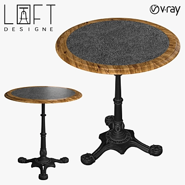 LoftDesigne 6840: Stylish Wood and Metal Table 3D model image 1 