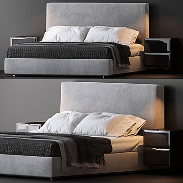 Modern Minimalist Bed Set 3D model image 1 