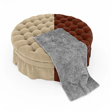 Elegant Round and Tufted Ottoman 3D model image 1 