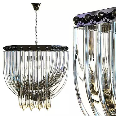 Frozen Glass Chandelier 33: Elegant Crystal Lighting 3D model image 1 