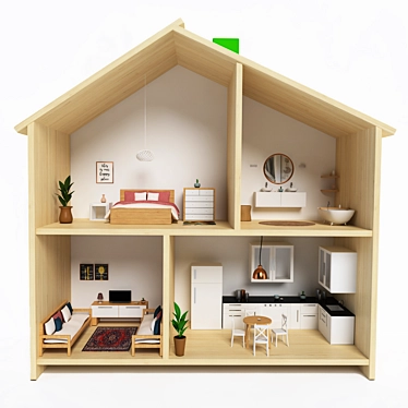 Title: Ikea Flisat Dollhouse with Furniture. 3D model image 1 