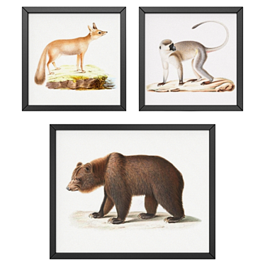 Modern Wild Animals Art Set 3D model image 1 