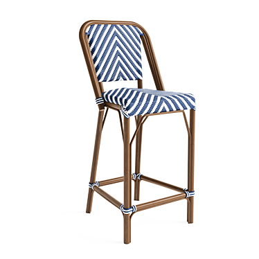 Rattan-Style Aluminum Patio Bar Stool 3D model image 1 