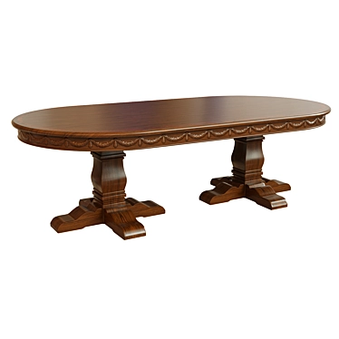 Elegant Threaded Dining Table 3D model image 1 