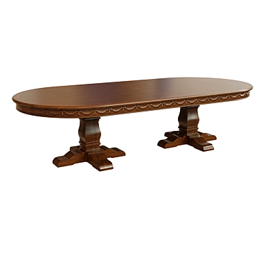 Elegant 6-Seater Threaded Dining Table 3D model image 1 