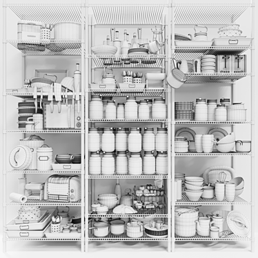 Multi-Purpose Kitchen Storage Rack 3D model image 1 