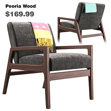Gray Wood Arm Chair: Stylish and Comfortable 3D model image 1 