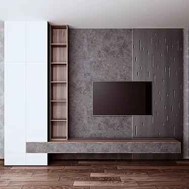 Sleek TV Wall Unit 3D model image 1 