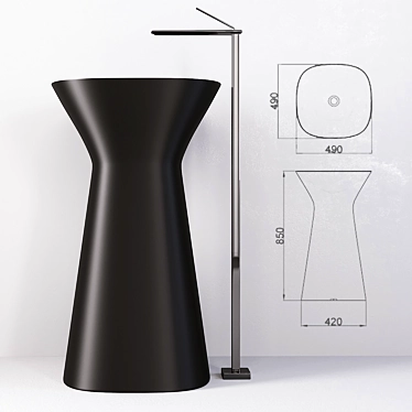 HIDRA MISTER Gloss Black Freestanding Washbasin 3D model image 1 