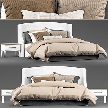 Modern Bed with Built-in Side Tables 3D model image 1 