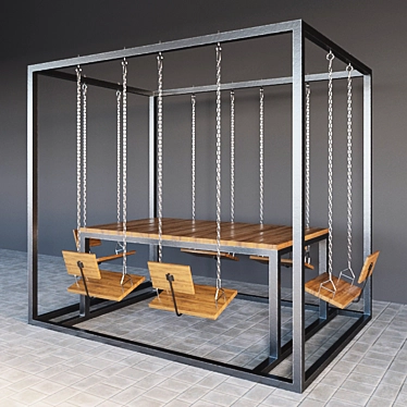 SwingTable: Stylish Outdoor Dining Solution 3D model image 1 