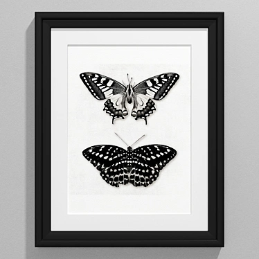 Modern Black and White Butterfly Art 3D model image 1 