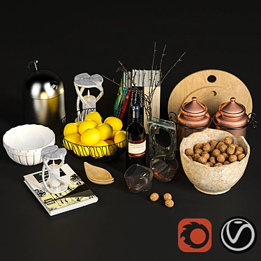 Stylish Kitchen Decor Set 3D model image 1 