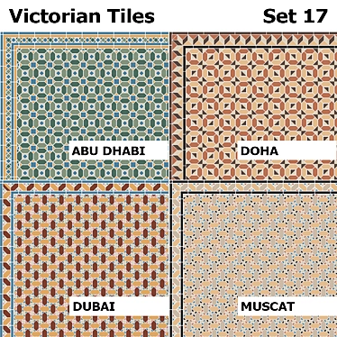 Victorian Tiles Set: Abu Dhabi, Doha, Dubai, Muscat 3D model image 1 