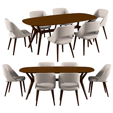 Modern Zoe Table & Sixty Chair Set 3D model image 1 