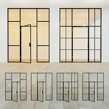 Sleek Glass Partition with Swing Door 3D model image 1 