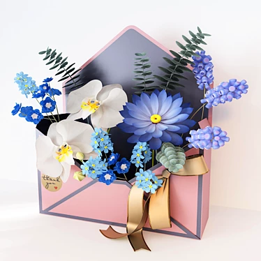Title: Floral Envelope Décor 3D model image 1 