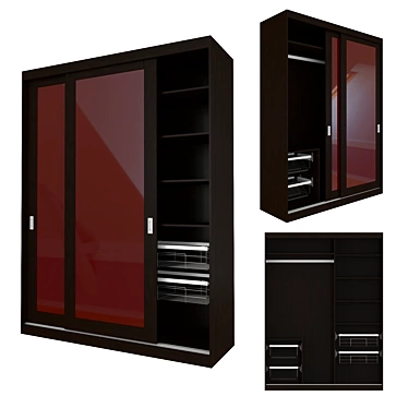 Sleek Sliding Wardrobe SKM-80 (7) 3D model image 1 