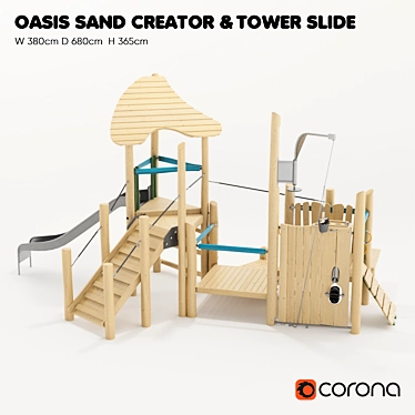 Kompan Tower with Slot: An Exciting Playtime Experience for Kids 3D model image 1 