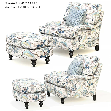 Floral Print Seamless Armchair 3D model image 1 