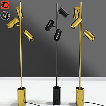 Tri-Light Floor Lamp 3D model image 1 