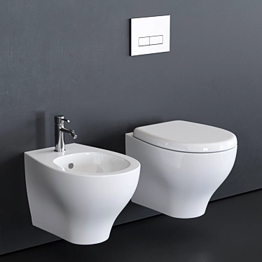 GALASSIA Eden Wall-hung WC & Bidet 3D model image 1 