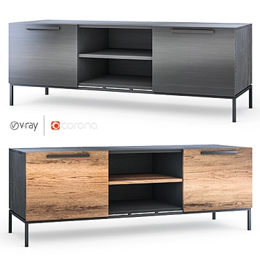 Modern Rigby 55" Small Wenge Media Console 3D model image 1 