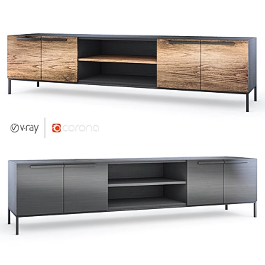 Modern Wenge Media Console | Rigby 80.5 3D model image 1 