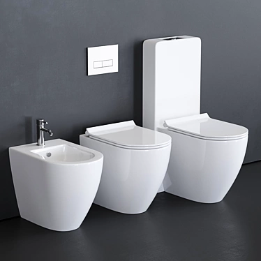 GALASSIA Dream WC Set with Close Coupled Toilet & Bidet 3D model image 1 