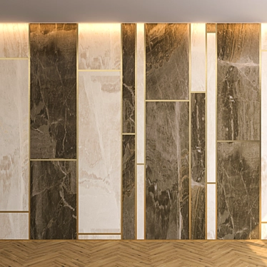 Luxury Marble 3D Wall Panel with Parquet 3D model image 1 
