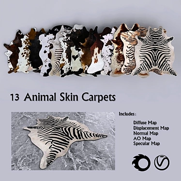 Exquisite PBR Animal Carpets 3D model image 1 